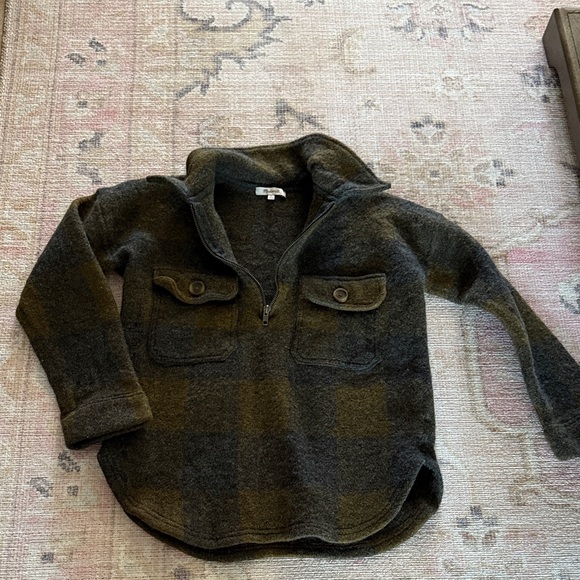 Madewell Plaid Sweater - Olive and Black - Picture 1 of 3